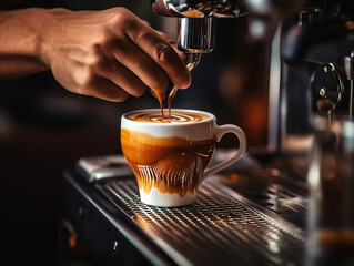 Fototapeta premium Superb Man working at coffee cup