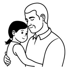 Child's Head Resting on Her Shoulder Vector Illustration, White Background, Quote Father's Day