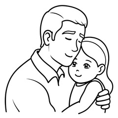 Child's Head Resting on Her Shoulder Vector Illustration, White Background, Quote Father's Day