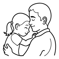 Child's Head Resting on Her Shoulder Vector Illustration, White Background, Quote Father's Day