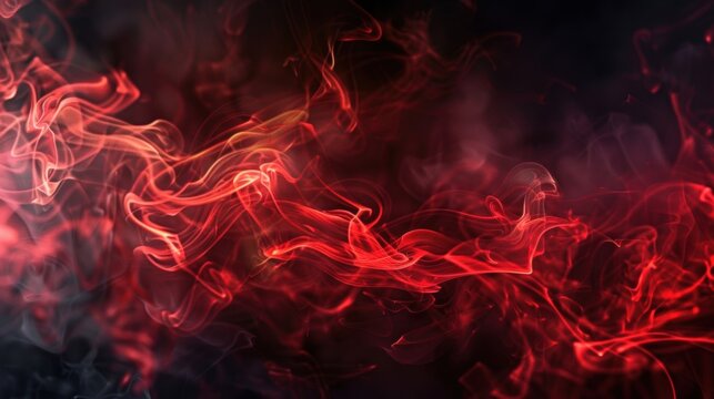 An abstract image of red smoke swirls on a dark background, creating a dramatic and mysterious visual effect.