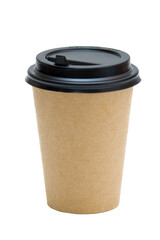 Craft Coffee Cup with Lid Isolated on White