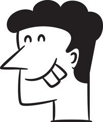 Funny Human Face Comic Illustration
