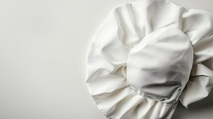 A chef hat arranged with flair on a clean background, providing a clear area for text or logos, showcasing a focus on culinary professionalism.