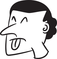 Cheeky Human Face Comic Illustration
