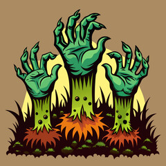 A Halloween Horror Scene art vector illustration