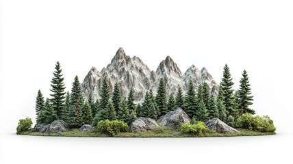 Fototapeta premium Lush green trees and majestic mountains create serene landscape, evoking sense of tranquility and connection to nature.