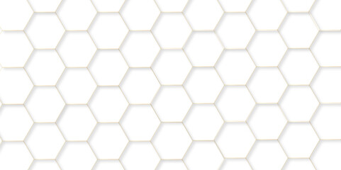 Abstract hexagon background. Futuristic abstract honeycomb mosaic white technology background. Surface polygon pattern with glowing hexagon paper texture and futuristic business. graphic concept.	