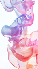 Fototapeta premium 3D render of fluid, liquid shape with iridescent pastel color isolated on on white background