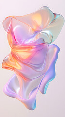 Fototapeta premium 3D render of fluid, liquid shape with iridescent pastel color isolated on on white background