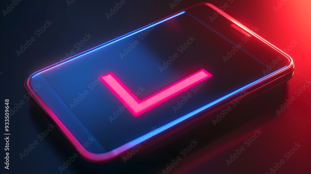 Poster animated checkmark on mobile screen indicating successful action