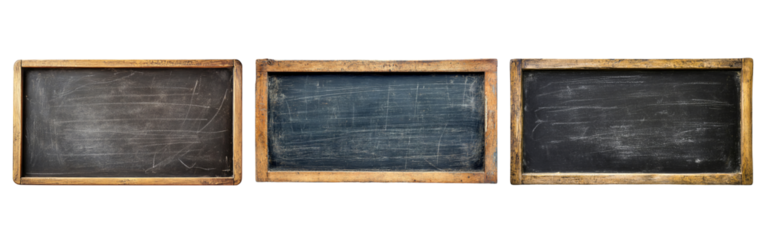 Set of Blank Blackboard for Chalk Writing on Isolated Transparent Background