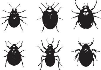 A set of insects. Hand drawn vector illustration	