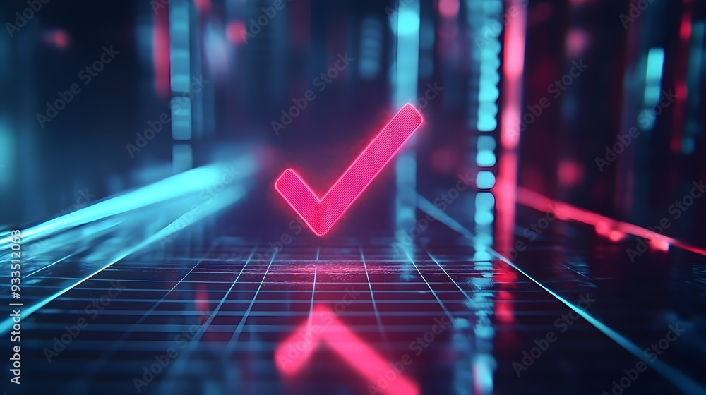 Poster animated checkmark stamp on virtual surface with satisfying sound
