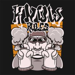 Know Rules , Vandalism graphic t shirt for print, street culture poster or t shirt design, urban vector illustration