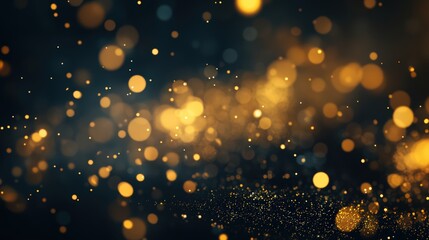 Yellow abstract wave background with glowing particles and lines. Futuristic waves