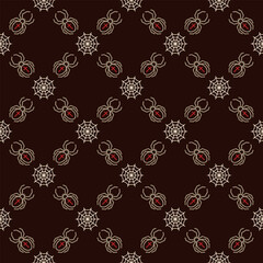 Geometric halloween pattern with square grid with icons of spider, spider web on dark background. Classic grid pattern. Simple outline illustrations