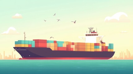 Obraz premium Bulk shipping flat design side view theme environmental animation vivid 