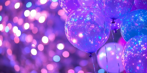 Vibrant Abstract Party Background: Festive Celebration with Lights, Confetti, and Balloons. Colorful AI-Generated Design for New Year, Christmas, Anniversaries, and Eco-Friendly Events. Elegant Minima