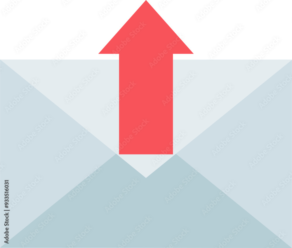 Poster an envelope with a red upward arrow symbolizing sending or outgoing email.