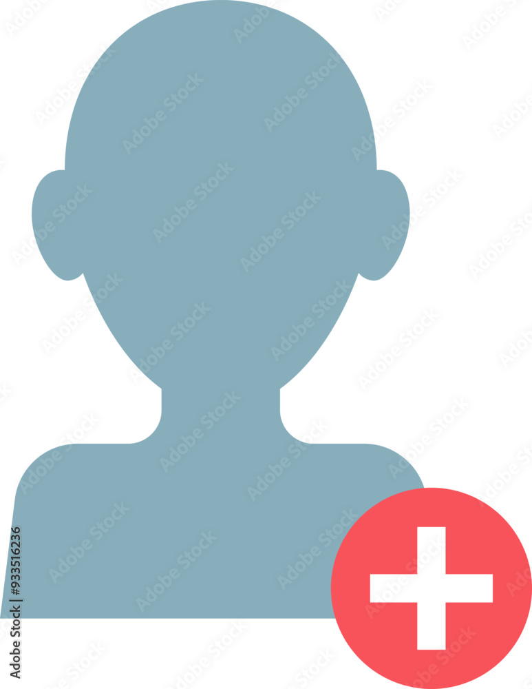 Poster silhouette of a person's head with a plus sign, indicating adding a new profile or contact.