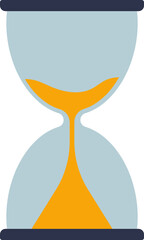 An hourglass with sand flowing, symbolizing time passing or urgency.