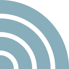 A minimalistic wifi symbol with concentric arcs representing signal strength and connectivity.