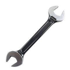 [Transparent Background PNG]Black and Silver Adjustable Wrench Isolated on White Background