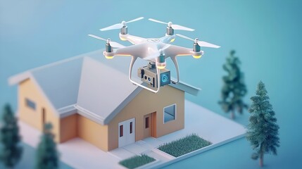 AI-Powered Drone Delivering Package to Smart Home,Symbolizing Future of Logistics