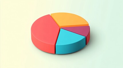 Obraz premium 3D Illustrated Pie Chart with Vibrant Segmented Colors