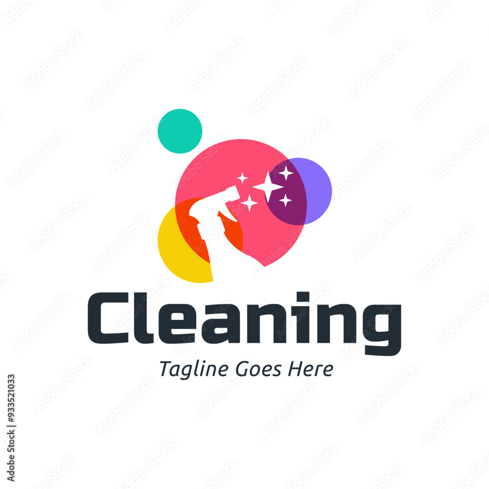 Sticker Set of Home Cleaning Services Logo Design Vector. Clean spray logo design.