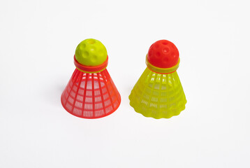 two shuttlecocks for playing badminton. speeder for crossminton