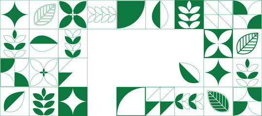 Geometric line pattern background in the form of Green and White leaves. Line art design with a natural theme