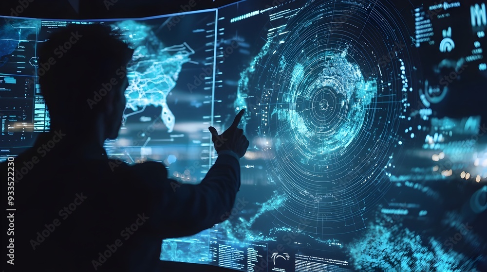 Poster cutting-edge ai-powered weather prediction system with real-time holographic displays