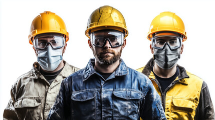 Men in Hard Hats and Protective Gear in a Cut-Out Photograph for Manufacturing Employment