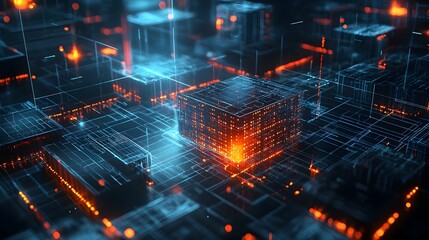 Glowing AI-Powered Digital Fortress Symbolizing Cybersecurity and AI-Driven Defense Systems
