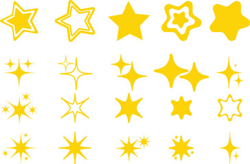 Star icon collection. Different star shapes. Sparkle star icon set. Vector illustration.