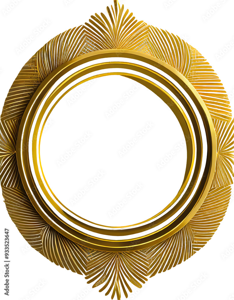 Aufkleber gold circle frame border design on a isolated on white background. generative ai.