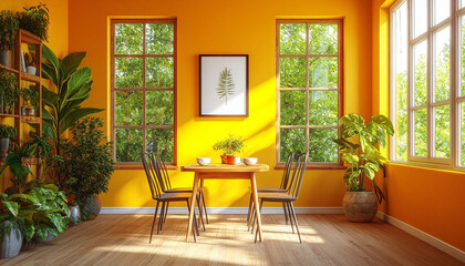 Colourful dining room Contemporary Rustic Interior Design style