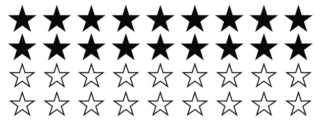 Star vector icons. Black set of Stars, Stars collection. Star icon. Stars in modern simple flat style. isolated on transparent background.