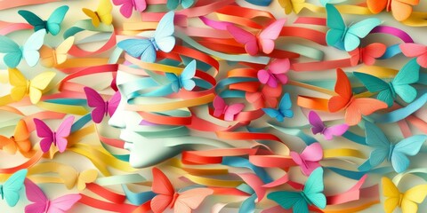 World Mental Health Day Banner: Abstract Conceptual Design for Awareness Campaign. Inclusive Cultural Representation with Elegant Minimalist Composition. Stylish Gradient Texture for UI, Web Posters, 