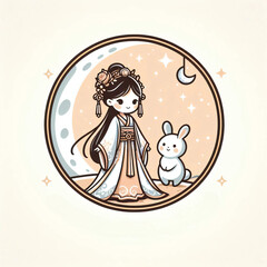Obraz premium 中秋節快樂!嫦娥和玉兔