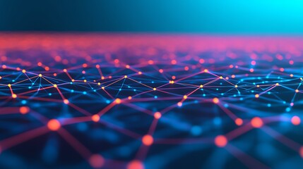 Obraz premium Abstract network visualization with glowing nodes and connections, perfect for showcasing technology and innovation themes.