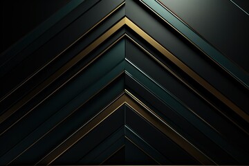 Obraz premium Abstract dark background with angled stripes in gold and teal.