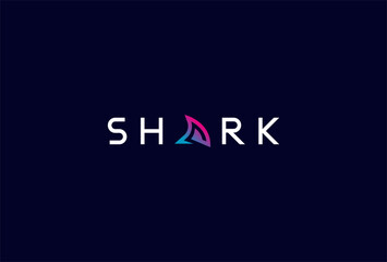 Shark Logo, letter A with Shark Fin combination in text Shark typography logo, vector illustration