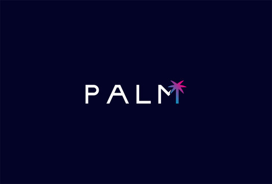 Palm Logo, letter M as with palm tree combination in text Palm typography logo, vector illustration