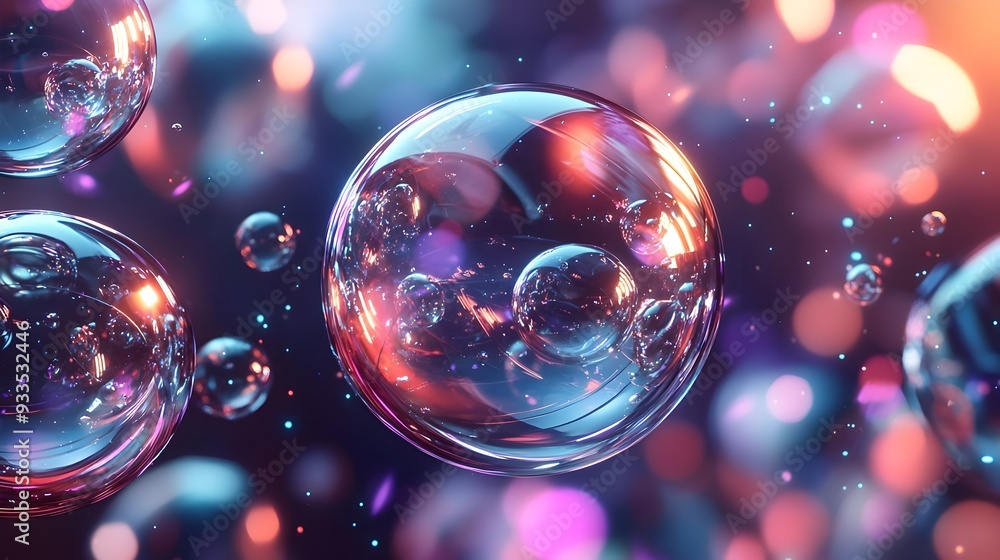 Aufkleber mesmerizing metallic shapes floating in futuristic space scene