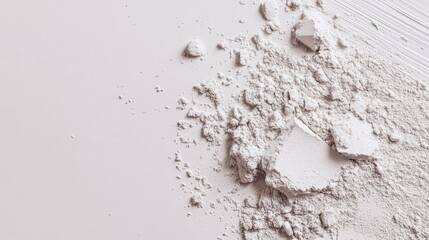 Obraz premium A close-up of kaolin clay powder, with space on the left for copy