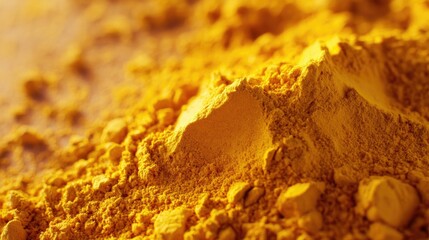 A close-up of organic turmeric powder with space on the side for a message
