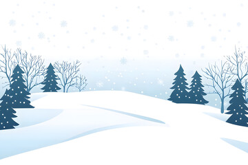 Fototapeta premium Snowy winter landscape background in flat vector style 